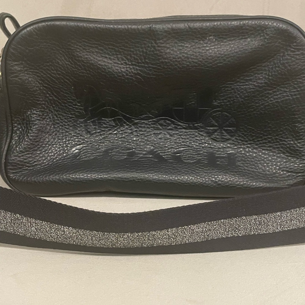 Black and Gold Used and Old Coach Satchel Removable Sparkly Strap